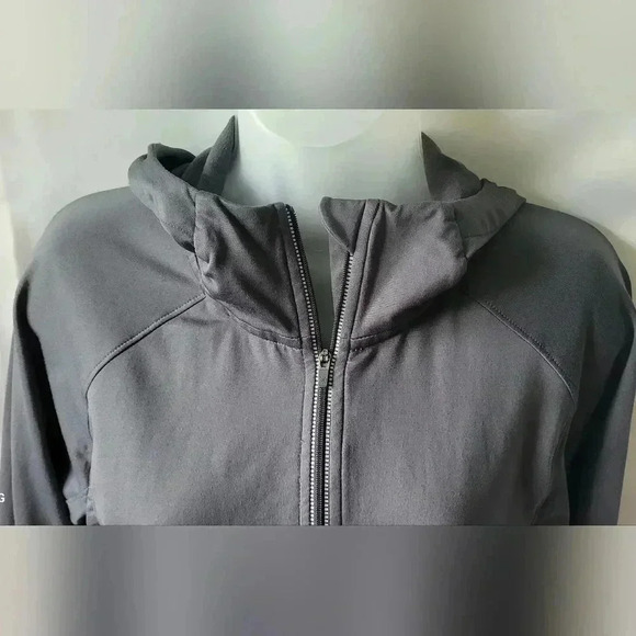 Athleta Grey Workout Athletic Zip Hoodie Jacket With Back Pocket Size Medium - Picture 7 of 16
